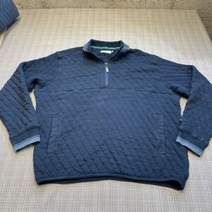 Wellen Quilted Quarter‎ Zip Pullover Mens XL Navy Blue Organic Outdoors *